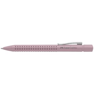 Stylo à bille rétractable grip 2010 pointe moyenne corps rose trait bleu faber-castell