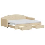 vidaXL Lit de jour avec gigogne et tiroirs crème 80x200 cm tissu