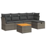 vidaXL Salon de jardin 6 Pièces avec coussins gris résine tressée