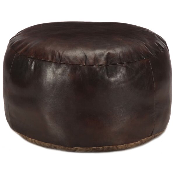 vidaXL Pouf 60 x 30 cm Marron foncé Cuir véritable de chèvre