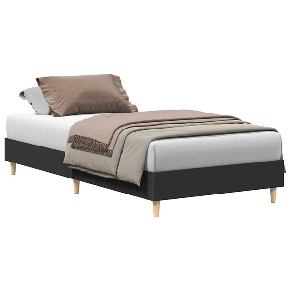 vidaXL Cadre de lit sans matelas noir 75x190 cm bois ingénierie