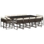 vidaXL Ensemble à manger de jardin avec coussins 13 Pièces marron rotin