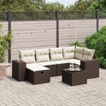 vidaXL Salon de jardin avec coussins 7 Pièces marron résine tressée