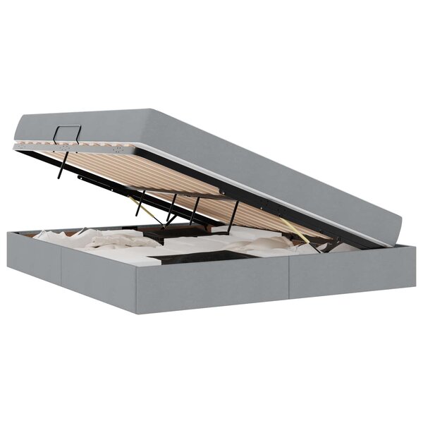 vidaXL Lit avec rangement et matelas Gris clair 160 x 200 cm Polyester