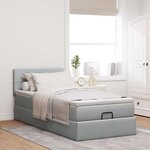 vidaXL Lit ottoman avec matelas et LED gris clair 90x200 cm tissu