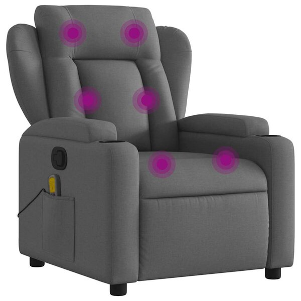 vidaXL Fauteuil inclinable de massage gris foncé tissu