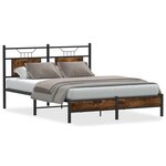 vidaXL Cadre de lit sans matelas chêne fumé 140x190 cm bois ingénierie