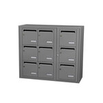 Bloc collectif Leabox 3x3 grade 3 simple face intérieur fixation murale gris poussière ral 7037 finition brillante