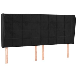 vidaXL Tête de lit avec oreilles Noir 183x23x118/128 cm Velours