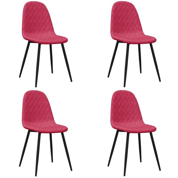 vidaXL Chaises à manger lot de 4 Rouge bordeaux Velours