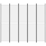 vidaXL Cloison de séparation 5 panneaux Blanc 250x220 cm Tissu