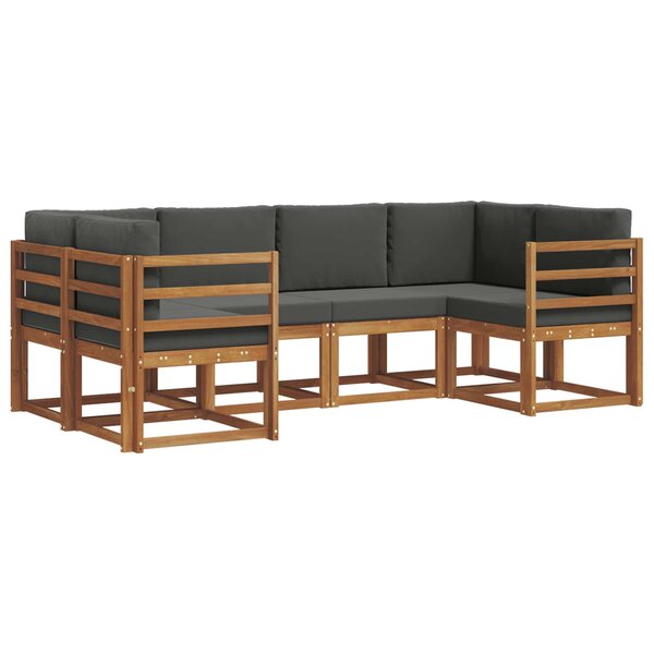 vidaXL Ensemble de canapés d'extérieur 6 Pièces Naturel et Anthracite
