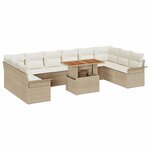 vidaXL Ensemble de canapé de jardin avec coussin 11 Pièces beige et crème
