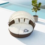 Cocoon : salon de jardin modulable 6/8 personnes en résine tressée marron/blanc