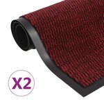 vidaXL Paillassons rectangulaires 2 Pièces 90 x 150 cm Rouge