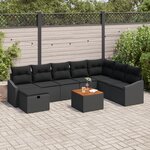 vidaXL Ensemble de salon de jardin de 9 pièces avec coussins Noir Poly Rattan