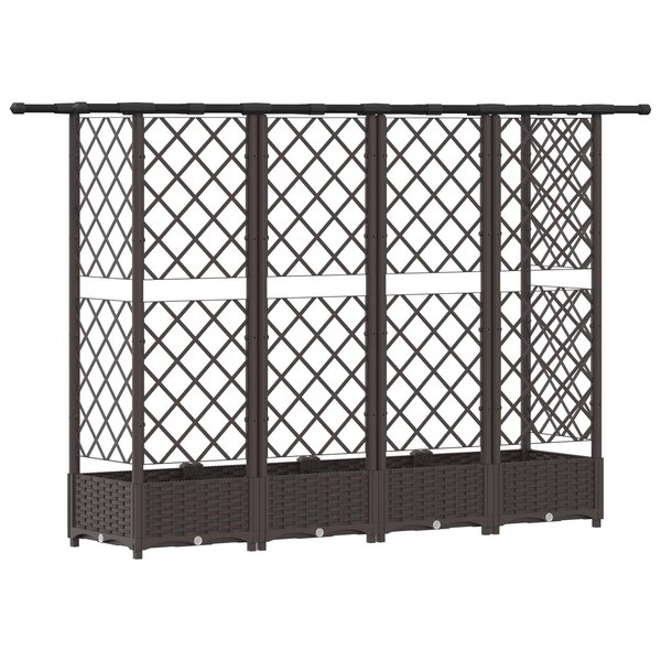 vidaXL Lit Élevé avec Treillis et Toit Marron 202 5 x 40 x 123 cm PP