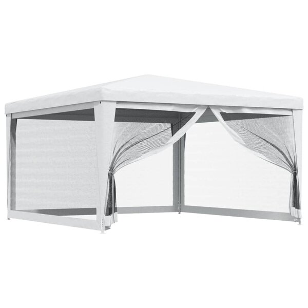 vidaXL Tente de réception avec 4 parois latérales en maille 4x4m Blanc