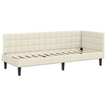vidaXL Cadre de lit d'angle avec matelas 2 Pièces Crème Velours