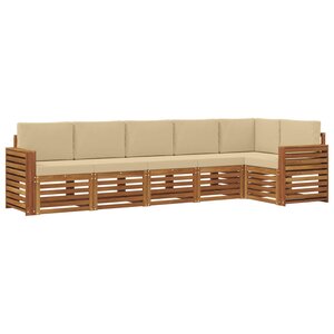 vidaXL Ensemble de canapé d'angle avec coussin 6 Pièces Naturel et Beige