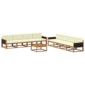 vidaXL Ensemble de canapés d'extérieur 9 Pièces Naturel et Crème