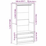 vidaXL Armoire en Chêne Noir - 100 x 50 x 200 cm - En bois d'ingénierie