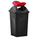 vidaXL Poubelle avec couvercle pivotant 60 L Noir et rouge