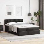 vidaXL Lit ottoman avec matelas & LED Noir 140x190cm similicuir