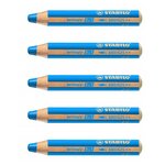 Crayon WOODY 3 en 1 Extra large Bleu cobalt moyen x 5 STABILO
