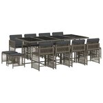 vidaXL Ensemble à manger de jardin coussins 13 Pièces gris résine tressée