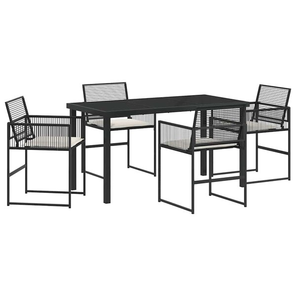 vidaXL Ensemble de salle à manger pour jardin 5 Pièces Noir Poly rotin