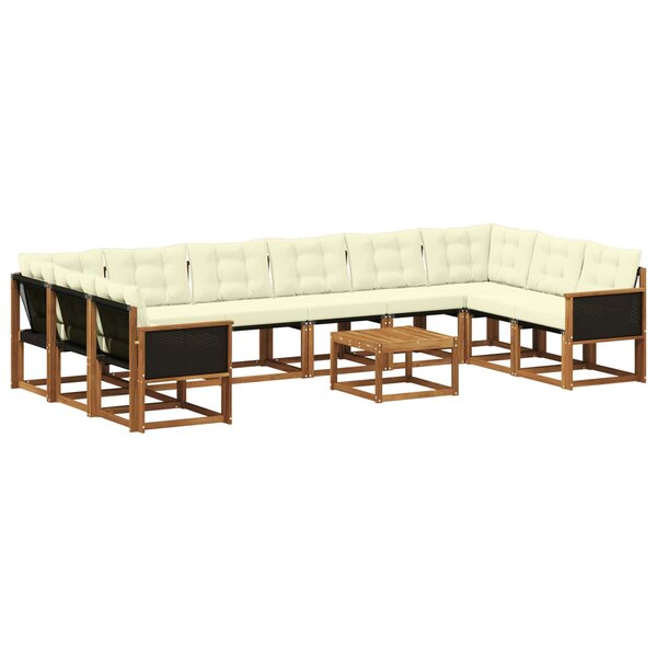 vidaXL Ensemble de canapés d'extérieur 11 pc Naturel et Crème