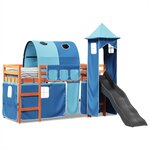 vidaXL Lit mezzanine enfants avec tour bleu 90x200 cm bois pin massif