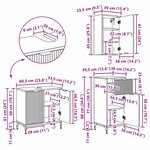 vidaXL Ensemble de mobilier de salle de bain Plaid 3 Pièces Gris béton