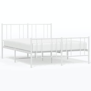 vidaXL Cadre de lit métal sans matelas et pied de lit blanc 140x200 cm