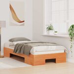 vidaXL Cadre de lit surélevé avec stockage Marron Bois massif en pin