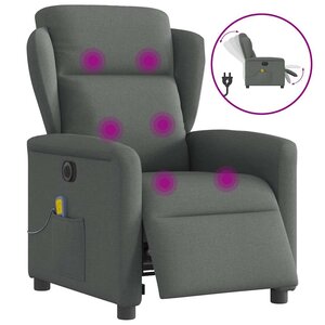 vidaXL Fauteuil inclinable de massage électrique gris foncé tissu