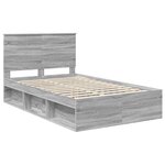 vidaXL Cadre de lit Gris Sonoma 120 x 190 cm Bois de pin massif