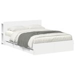vidaXL Cadre de lit avec rangement avec tête de lit Blanc 150 x 200 cm
