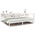 vidaXL Lit bibliothèque sans matelas blanc 200x200 cm bois pin massif