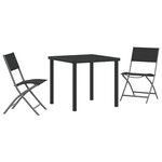 vidaXL Set de mobilier de jardin   3 pièces en textilène noir et acier.
