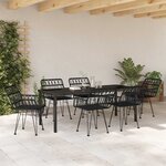 vidaXL Ensemble de salle à manger pour jardin 7 Pièces Noir Poly rotin