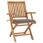 vidaXL Chaises pliables de jardin avec coussins lot de 8 Teck solide