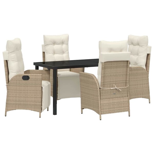 vidaXL Ensemble de salle à manger pour jardin 5 Pièces Beige Poly rotin