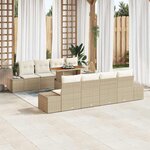 vidaXL Ensemble de canapé de jardin 9 Pièces Beige Poly rotin