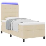 vidaXL Lit à ressorts avec matelas avec LED Crème 100 x 200 cm tissu