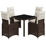vidaXL Ensemble de bistro de jardin 5 Pièces coussins marron poly rotin