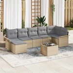 vidaXL Ensemble de canapé de jardin 8 Pièces Beige Poly rotin
