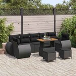 vidaXL Ensemble de canapé de jardin 10 Pièces Noir 90 x 55 x 71 cm