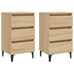 vidaXL Tables de chevet pieds en métal 2 Pièces chêne sonoma 40x35x69 cm